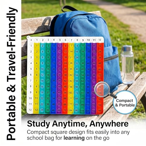 Multiplication Learning Board, 12x12 Multiplication Tables, Push Bubble Sensory Classroom & Home Learning Multiplication Chart Tool，Fidget Game for Teachers to Create a Variety of Math Operations - size: White-edged rainbow