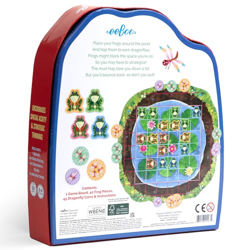 eeBoo Frog Hopkins Shaped Board Game - Award Winning Spatial Strategy & Frog Hopping Game, Screen-Free Fun for 2-4 Players, Kids Ages 4 and up - style: Frog Hopkins