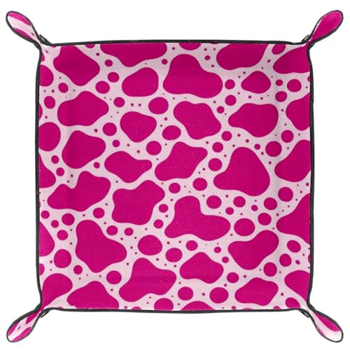 Pink Cow Print Dice Tray Dice Rolling Tray Folding Dice Holder for Dice Games, Like RPG, DND and Other Table Games - color: Multi 9