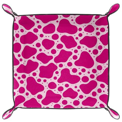 Pink Cow Print Dice Tray Dice Rolling Tray Folding Dice Holder for Dice Games, Like RPG, DND and Other Table Games - color: Multi 9