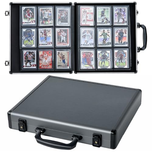 Azamou Toploader Binder for Trading Cards, Hard Cases, Holds 216 Toploaders, 9 Pocket Sleeves for 3" x 4" Cards (Gray 216-Toploaders) - color: Gray 216-Toploaders
