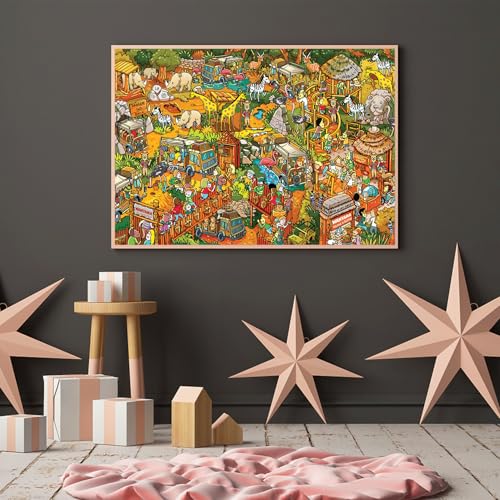 Jigsaw Puzzles for Adults, 1000 Pieces Animal Paradise Puzzle, Cartoon Painting Challenging Puzzles for Family Activity Game Nights Gifts Fidget Stress Relief - color: Animal Paradise