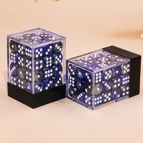 36 Pieces 12mm 6 Sided Mini Dice Set,Two Colours D6 Game Dice Set,6 Sided Standard Game Dice for Board Games Dice Games Classroom Teaching Dices Game, with Portable Gaming Box(Dark Blue&Black) - color: D6-dark Blue & Black
