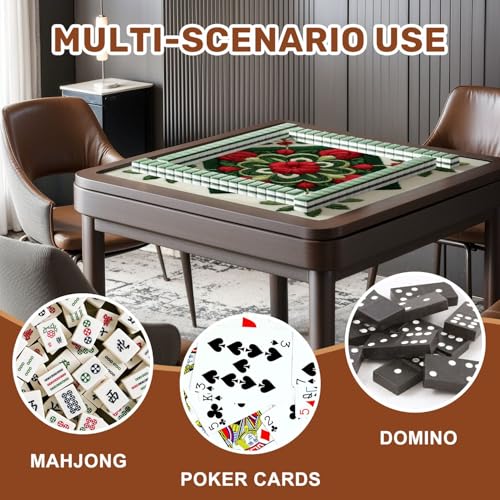 Mahjong Mat 31.5" x 31.5" Embroidered Christmas Poinsettia Holly Square Red Green Non-Slip Noise Reduction Mahjong Tiles Table Cover for Dominoes Poker Card Board and Tile Games Gift - color: Color7