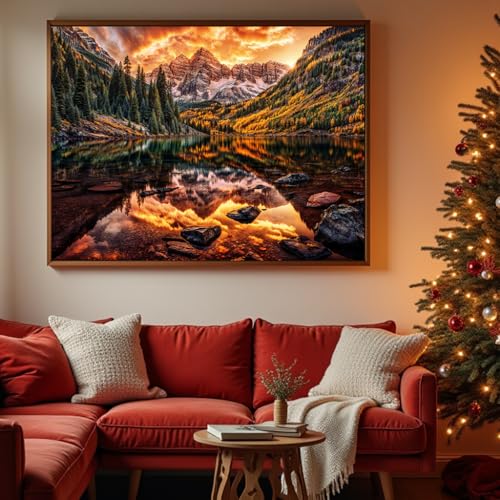 4 Pack 1000 Pieces of Jigsaw Puzzles for Adults, Nature Landscape Scene Challenging Puzzle Perfect for Family Activity Game Nights Gifts - color: Yosemite National Park & Sunset Over Kirkjufell in Iceland & Wooden Long Bridge in Plitvice National Park & M