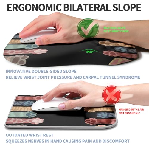 Ergonomic Raised Mouse Pad Wrist Support with Bilateral Slope Memory Foam Mousepad for Wrist Rest and Carpal Tunnel Pain Relief 11.8x7.9〃Cat Claws - color: Cat Claws