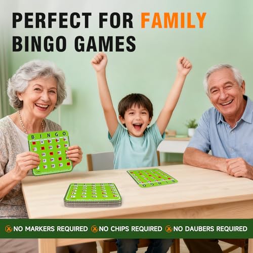Regal Bingo Bulk Bingo Cards with Sliding Windows - Reusable Large Print Bingo Game Cards for Adults Large Group - 8 Pack, Green - color: Green (9-16)