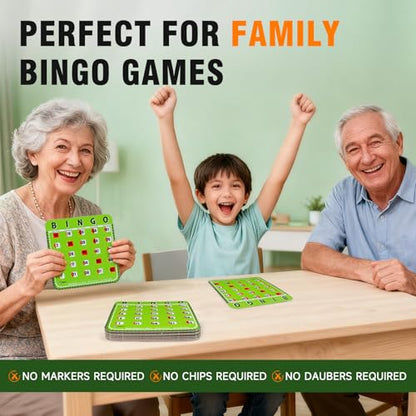 Regal Bingo Bulk Bingo Cards with Sliding Windows - Reusable Large Print Bingo Game Cards for Adults Large Group - 8 Pack, Green - color: Green (9-16)