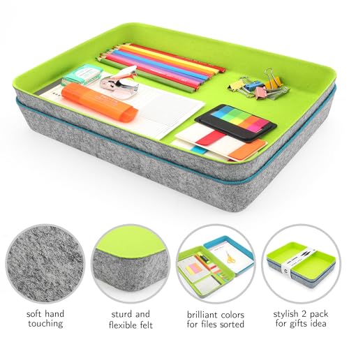 2pc Office desk drawer organizer Paper File Tray Green Turquoise - color: Green +Turquoise
