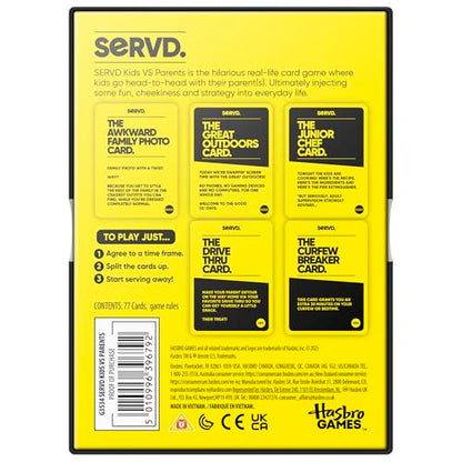 Hasbro SERVD Kids vs Parents Edition Game – Hilarious Real-Life Family Card Game for Kids, Teens, Adults – Fun Challenges – 2-6 Players – Ages 8+ - style: Kids vs Parents