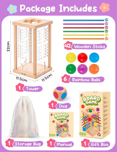 Montessori Wooden Board Game, Educational Math Toy for Kids Ages 4-6 | Fine Motor Skills Toy for 3+ Year Old Girls and Boys, Classic Table Game for Family Night Gift for Boys and Girls