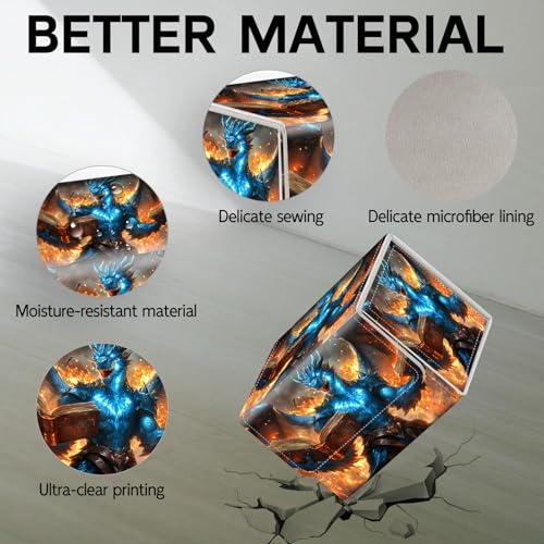 Trading Card Storage Box, Holds 100+ for MTG Cards, PU Leather with Magnetic Closure, Blue Dragon Reading Magic Books Durable Deck Box for Magic the Gathering, Trading Card Games - color: Blue Dragon Reading Magic Books