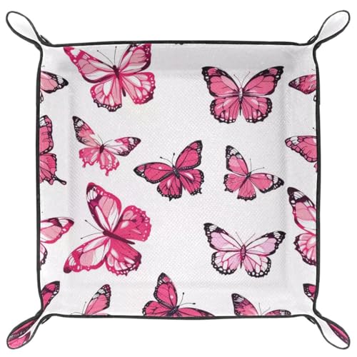 Pink Butterflies Dice Tray Dice Rolling Tray Folding Dice Holder for Dice Games, Like RPG, DND and Other Table Games - color: Multi 2