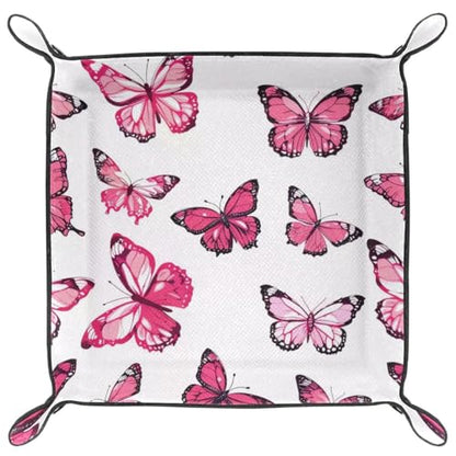 Pink Butterflies Dice Tray Dice Rolling Tray Folding Dice Holder for Dice Games, Like RPG, DND and Other Table Games - color: Multi 2