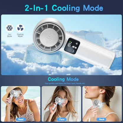 Handheld Turbo Fan with Ice Cooler, Rechargeable Personal Fans, 1-199 Adjustable Speed, Powerful Cooling Personal Mini Fan, Portable Hand Fan for Travel, Outdoor, Office, Gifts for Women,Men - style: WH-06