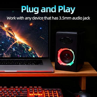 RGB Gaming Computer Speakers, Bluetooth 5.0 USB Powered PC Sound Bar with Dynamic Lighting, Stereo Audio for Desktop PC Laptop Monitor Gaming Setup (Black) - color: FT-166(S205)
