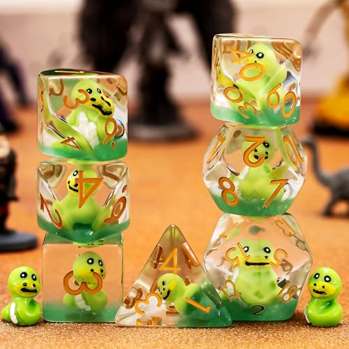 Snake DND Resin Dice Set, Polyhedral D&D Snake Dice Inclusion Dice for Dungeons and Dragons MTG RPG - color: Snake