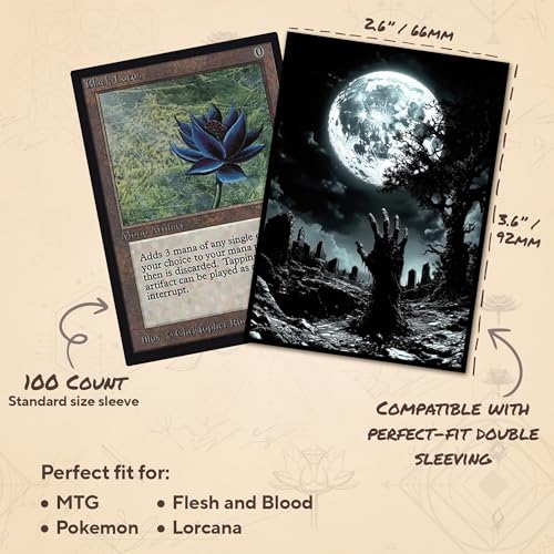 Moonlit Zombie - MTG Card Sleeves, 104ct, Standard Size, Smooth | Perfect for Double Sleeving, Smudge Resistant Matte Back, Standard 66x92mm - Compatible with Magic The Gathering & TCG Cards