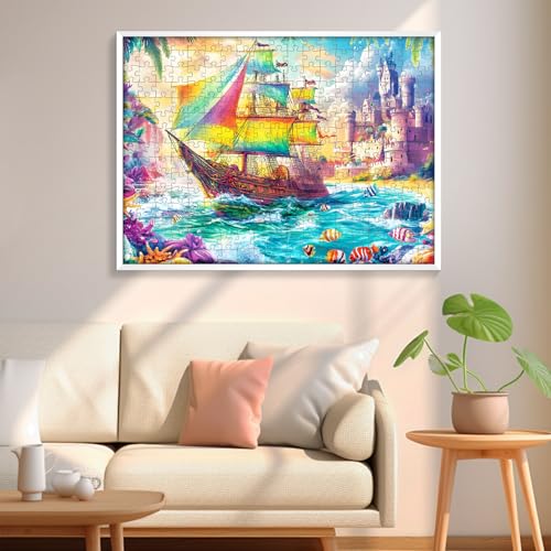 300 Piece Puzzles for Adults, Sea Beach Ship Jigsaw Puzzle - style: boat
