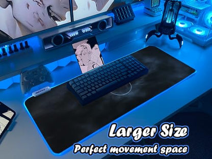 JMIYAV White RGB Gaming Mouse Pad 31.5x12 Inch PC XL Large Extended Glowing Led Light Up Desk Pad Non-Slip Rubber Base Computer Cool Mousepad Mat Desk Accessories Gaming Setup Storm Halo - color: Storm Halo