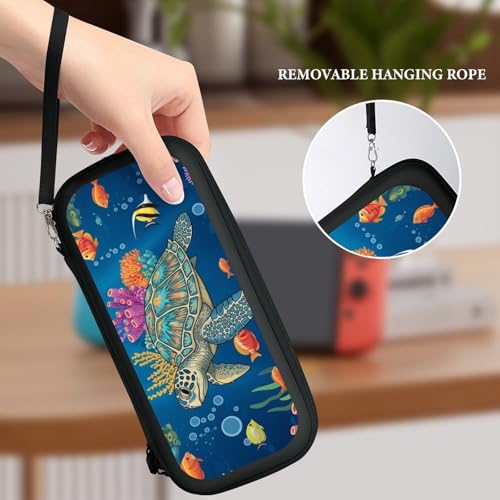 PPIKTC Travel Hard Shell Carrying Case for Switch, Shockproof Protective Storage Bag with 15 Game Cartridges, Sea Turtle - color: Design (214)