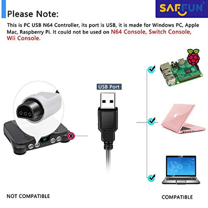 4 Pack PC USB N64 Controller, N64 Wired Gamepad [3D Analog Stick] for Windows PC MAC Linux Raspberry Pi Project 64 Retropie OpenEmu Emulator (Plug & Play) (Gray/Black/Clear Red/Clear Blue)