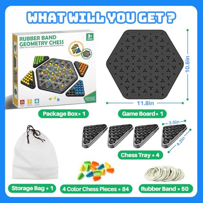 Triangle Chain Strategy Board Game: Portable Chain Triangle Chess Game for Family Game Night, Travel & Party Fun, 2-4 Players Christmas Toy for Kids & Adults