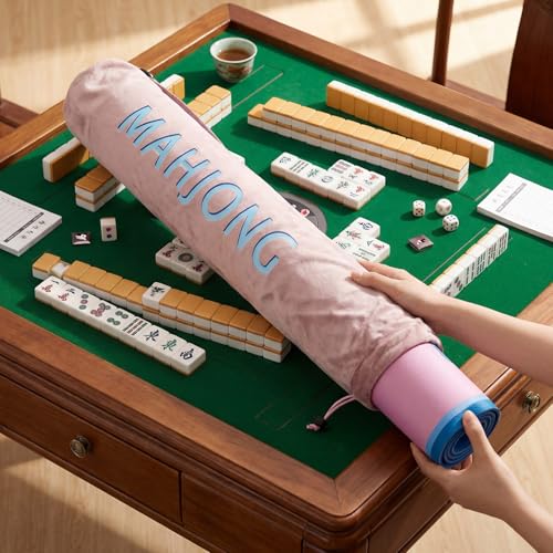 35 Inch Long Velvet Mahjong Mat Bag Cute Double Strapped Drawstring Mahjong Mat Holder Lightweight Carrying Bag for Board Games Outdoor Travel Storage-Mat Not Include(Purple,1 Pc) - color: Purple