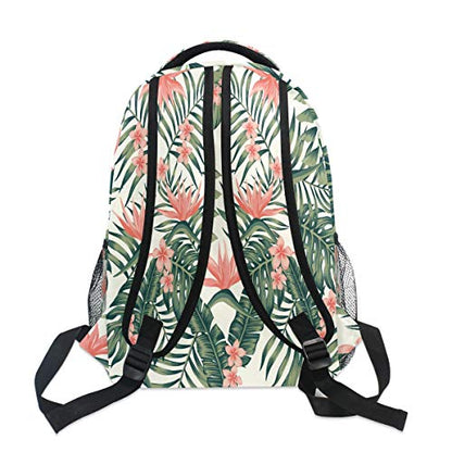 Tropical Palm Leaves Flower Backpacks Pink Florals School Book Travel College Shoulder Bag for Women Men Boys - color: Multi Pattern 6