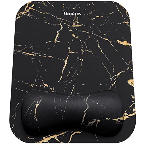 Gimars Large Gel Memory Foam Ergonomic Mouse Pad Wrist Rest Support Mousepad for Laptop, Computer, Gaming, Office - Comfortable for Easy Typing and Pain Relief, Black-Golden - color: Black Golden Marble