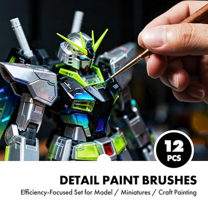 Artify Miniature Paint Brushes Set, 12pcs Fine Detail Brushes with Repeated Sizes, Precision Brushes for Miniature Painting, Models, Figurines & Crafts - color: 12pcs
