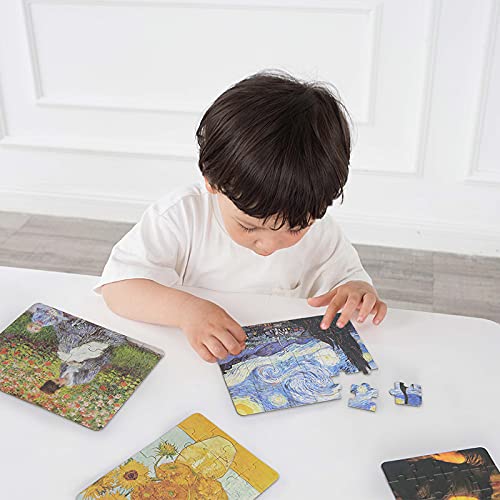 24 Pieces Starry Night Puzzle, Toddler Easy Puzzles for Kids Ages 3-5,4-6 Artist-an Intellectual Decompression Entertainment Game and Preschool Educational Learning Toys - color: Starry Night-24p