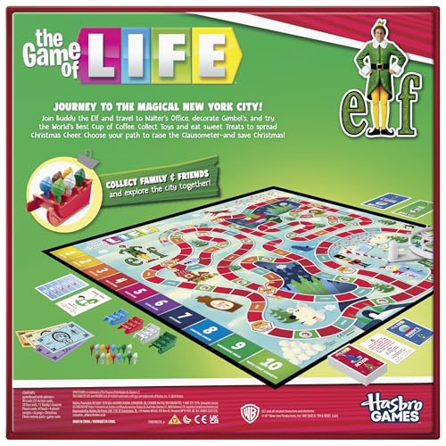 Hasbro Gaming The Game of Life Elf Board Game | Officially Licensed Elf Games for Kids, Teens & Adults | 2-4 Players | 30 Mins. | Family Ages 8+