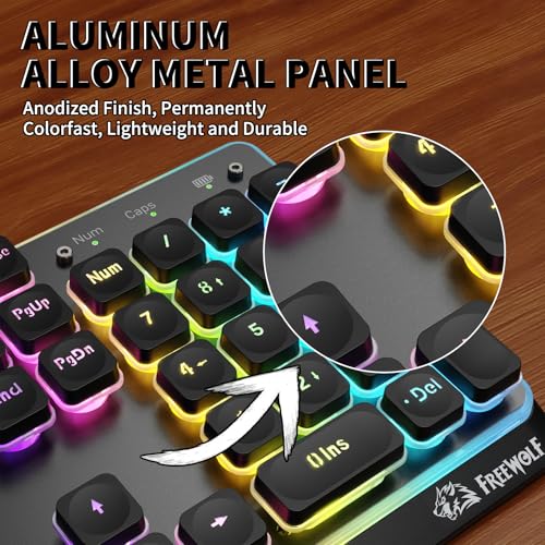 ZIYOU LANG M104 RGB Wireless Keyboard, Low-Profile Silent Membrane Keys, 2.4G Bluetooth USB Wired, Spill-Resistant, Rechargeable Full-Size 104-Key Keyboard for PC Mac, Black - color: Black