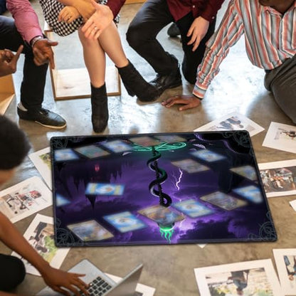 Large Gaming Playmat Compatible with MTG, Seamless Card Game Mat with Stitched Edges, 27.6 x 15.7 in Natural Rubber Desk Pad with Transparent Drawstring Bag, No Grid Layout, Red Rose Skull Love - color: Dark Skull Serpent, size: 28"X16" Regular