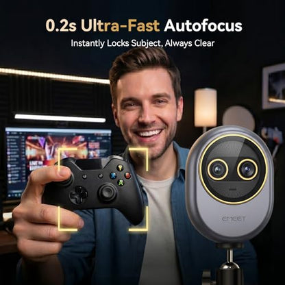 EMEET Piko Dual-Camera 4K Webcam for Streaming, Wide-Angle & Telephoto | Max 11X Hybrid Zoom, 0.2s Autofocus, Remote Control, 3 Mics, Panda Privacy Cover, USB C-C&C-A, for Streaming/Work/Study - style: Piko Dual w/ Max 11X Hybrid Zoom
