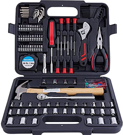 149-Piece Home Tool Set with Socket and Wrench Kit | Premium alloy steel hand tools with hammer, pliers and compact storage case. Perfect DIY kit for house, apartment and dorm - style: 149 Piece