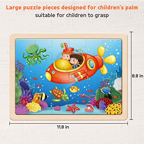 SYNARRY Large Animal Wooden Puzzles for Kids Ages 4-6, 4-in-1 Gift Set | Animal Puzzles for Toddlers & Kids Ages 3-5, Birthday Gifts for Boys & Girls, Educational Animal Toys, Screen-Free Play - style: Animals