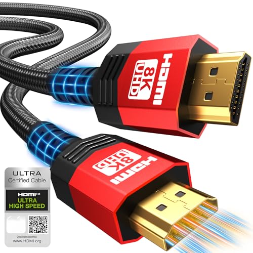 8K Certified HDMI 2.1 Cable 6 FT,48Gbps Ultra High Speed Braided Gaming Cord,Support 10K 8K@60Hz 4K@120Hz/144Hz DTS:X HDCP 2.2&2.3 eARC HDR10 VRR Compatible for RTX 5090/PS5/Xbox X/S/TV - size: 6 ft