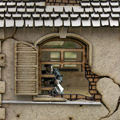War World Gaming Semi-Destroyed Normandy House for Historical Wargames – 28mm Laser Cut MDF Building - size: Semi-Destroyed Normandy House