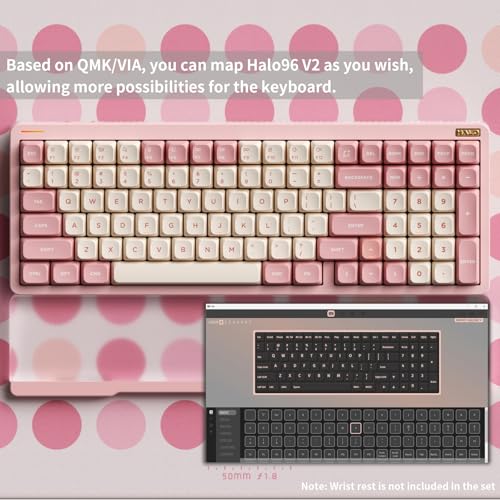 nuphy Halo96 V2 Wireless Keyboard,Gasket Structure,96% Hot Swappable Gaming Keyboard, 99 Kyes RGB Backlit Mechanical Keyboard, Support QMK/VIA,Bluetooth/USB-C/2.4GHz-Pink,Mint Switches (37gf). - color: Pink, size: Mint (37gf)