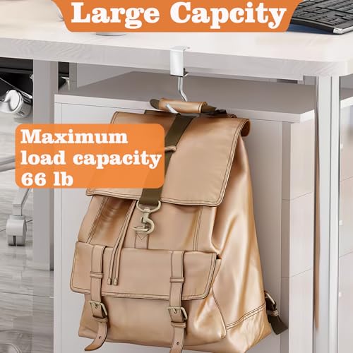 6 Pcs Adjustable Table Hooks for Hanging Bags, Heavy Duty Metal Backpack Hooks for Desk