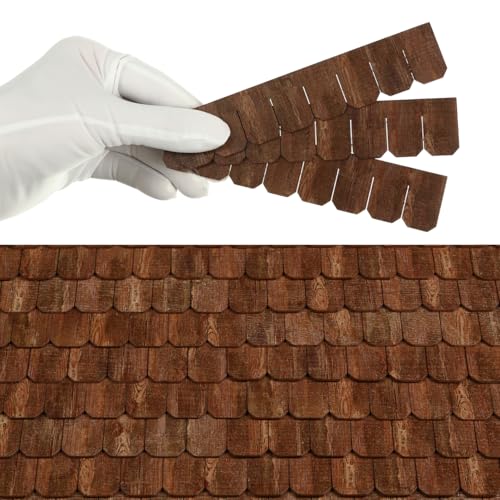 Miniature Roof Shingle Strips for 1:12 Scale Dollhouse Roofing | Set of 25 Strips, REDUCIO! - color: Brown Oak