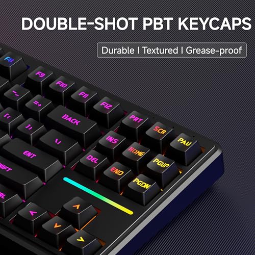 EWEADN V80 Wired TKL RGB Gaming Keyboard, 80% Compact Layout with PBT Keycaps, Whisper Quiet Membrane Switch, 26-Key Anti-Ghosting, Ergonomic Computer Keyboard for Laptop PC Gamer - Black - color: Black