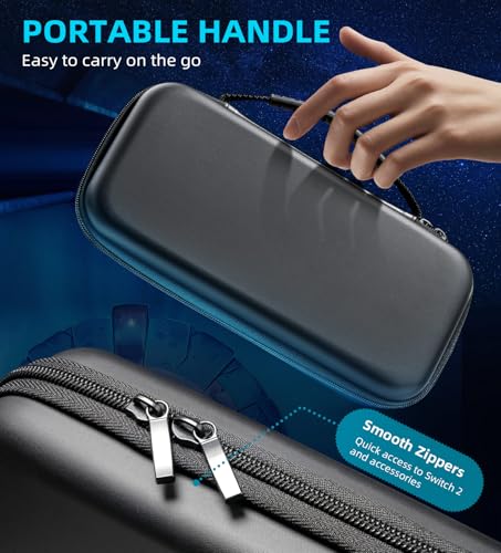 TiMOVO Carrying Case Compatible with Nintendo Switch 2, Black | Travel Carry Case, 10 Game Cartridges & Pocket, Protective Portable Hard Shell Pouch, For Console & Accessories - color: Black
