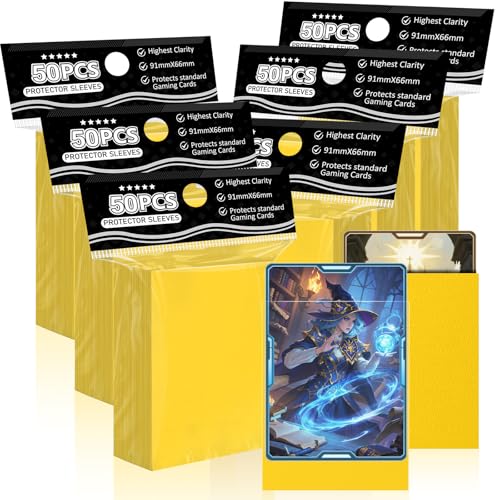 Trading Card Sleeves Perfect Fit TCG Matte Sleeves, Soft Sports Card Protector for Photocard Easy to Shuffle and Stack While Playing Card Game, Standard TCG Card Sleeves (Yellow, 300) - color: Yellow, size: 300ct standard