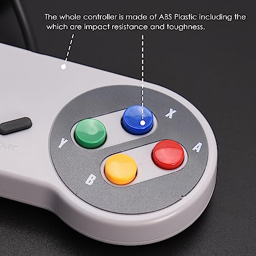SAFFUN 2 Pack Wired SNES Controller, Fully Compatible With Original SNES/SFC - [Plug and Play] (Multi-Color Keys) - color: Wired Multi-Color Keys