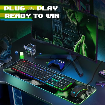 Redragon Updated S107 Gaming Keyboard and Mouse, RGB Gaming Keyboard and 10000 DPI Mouse Combo with 25-Key Anti-Ghosting, 1K Hz Programmable Mice with Software, Plug & Play to PC, Laptop [Upgrade] - color: Black