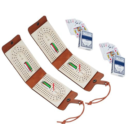 Travel Cribbage Board Game Set Portable Travel Games Includes Storage Space 2 Deck 12 Pegs of Cards and Instructions Classic Family Cribbage Game Ideal for Family Fun and Entertaining (2pack) - color: 2pack