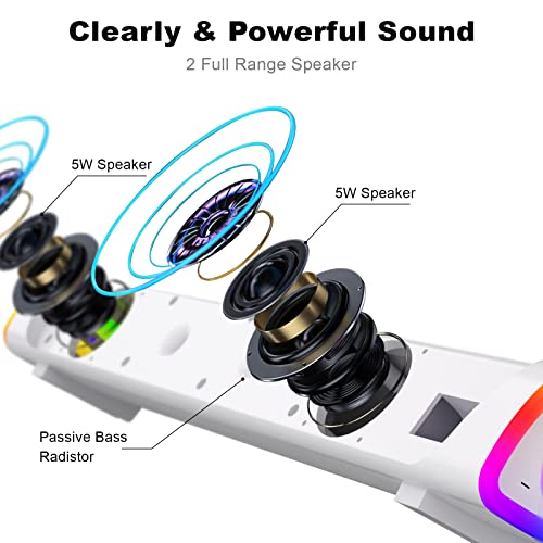 SOULION R30 Plus Bluetooth Computer Speakers, Wired USB Powered Plug & Play | All-in-One Rotary Control, Slanted Design, 6 Modes LED Light PC Speaker for Desktop Monitor Laptop White - color: White, style: USB & Bluetooth